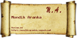 Mondik Aranka névjegykártya